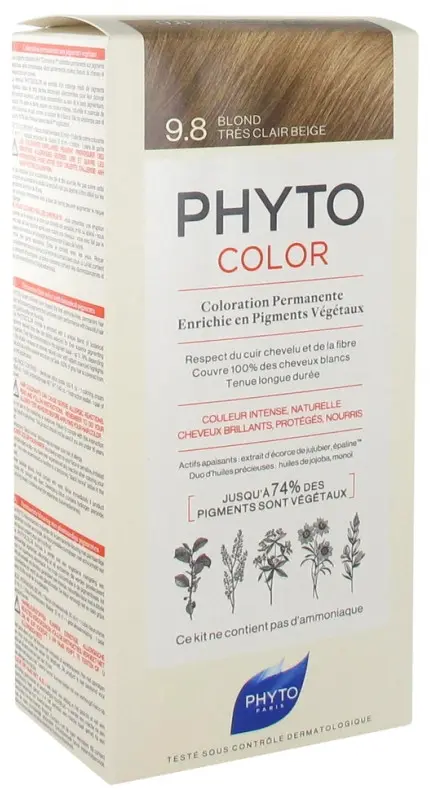 PhytoColor Coloration Permanente  9.8 Blond Très Clair Beige