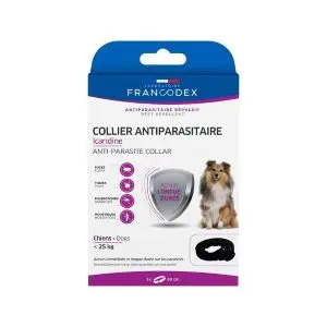 Francodex Collier Antiparasitaire Icaridine 60 Cm Noir Pour Chien Moins De 25 Kg