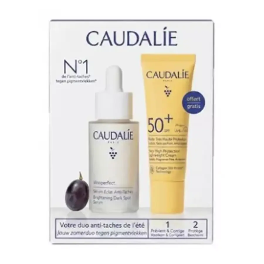 Caudalie Vinoperfect Sérum Éclat Anti-Taches 30 ml + Vinosun Fluide Très Haute Protection SPF50+ 20 ml Offert - Pharmacie Agnès Praden à Alès