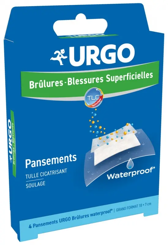 Urgo Brûlures et Blessures Superficielles 4 Pansements Waterproof - Pharmacie Agnès Praden à Alès