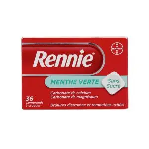 Bayer Rennie Menthe Sans Sucre 36 Comprimés à Croquer - Pharmacie Agnès Praden à Alès
