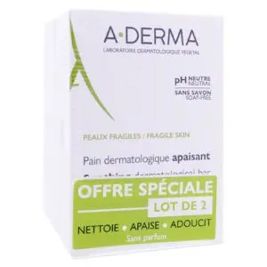A-Derma Pain Dermatologique Apaisant 2x100g - Pharmacie Agnès Praden à Alès