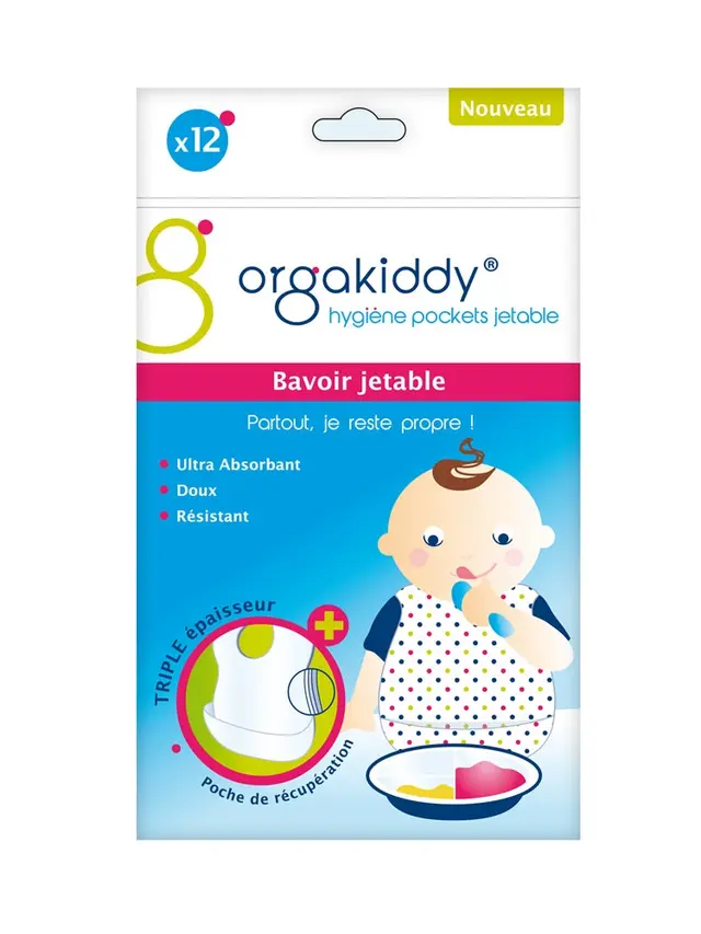 Orgakiddy Bavoir Jetable 12 Bavoirs