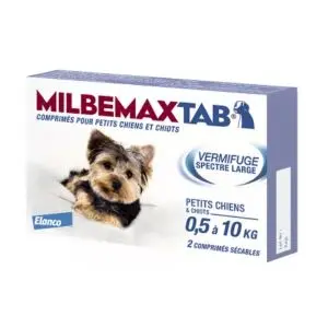 Milbemax Tab Chiens Vermifuge - 0,5 à 10 kg - 2 Comprimés