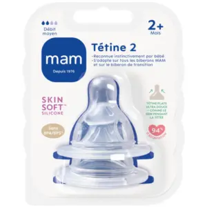 Mam Tétine Silicone Débit 2 Moyen x 2
