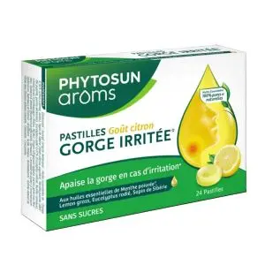 Phytosun Aroms Pastilles Sans Sucre Citron Gorge Irritée 24 Pastilles