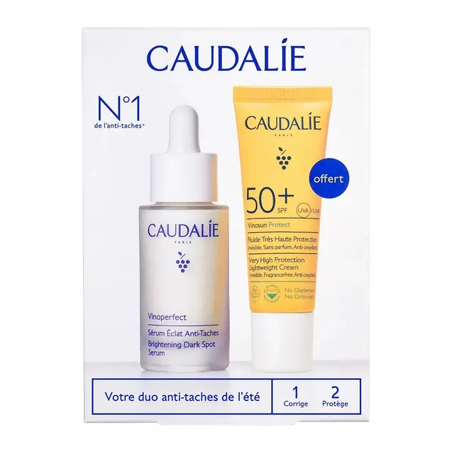 Caudalie Coffret - Vinoperfect Sérum Eclat Anti-Taches 30ml + Vinosun Protect Fluide Très Haute Protection SPF50+ 20ml Offert