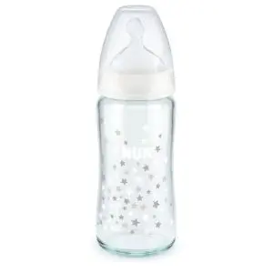 NUK First Choice + Biberon Verre 240 ml 0-6 Mois Etoiles
