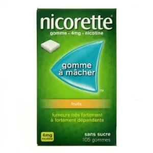 Johnson & Johnson Nicorette 4 mg Fruits Sans Sucre 105 Gommes à Mâcher