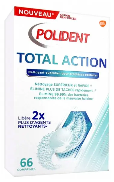 Polident Corega Total Action Nettoyant 66 Comprimés