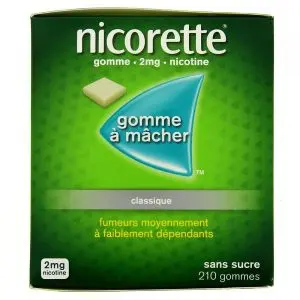 Johnson & Johnson Nicorette 2 mg Sans Sucre 210 Gommes à Mâcher