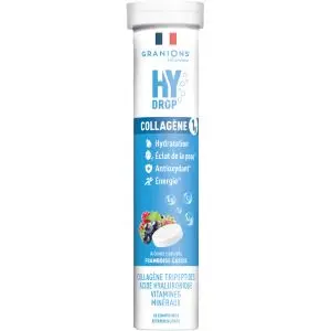 Granions Hydrop Collagène 1g Goût Framboise Cassis x 18 Comprimés Effervescents - Pharmacie Agnès Praden à Alès