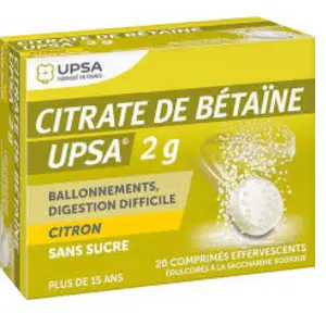 Citrate De Betaine Citron 2G Sans Sucre 20 Comprimés Effervescents - Pharmacie Agnès Praden à Alès