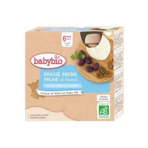 Babybio Brassés Lait de Brebis & Prune Dès 6 Mois 4x85g
