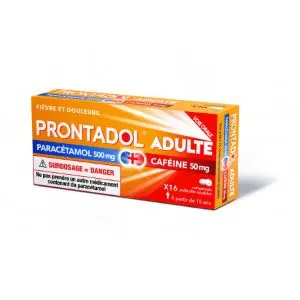 Prontadol Adulte Paracétamol 500 mg + Caféine 50 mg 16 Comprimés