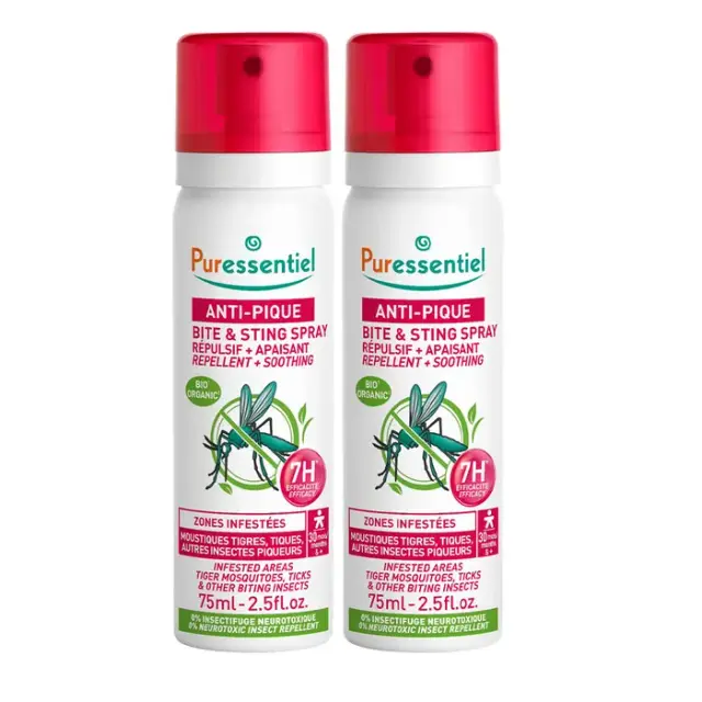 PURESSENTIEL Anti-Pique Spray Répulsif + Apaisant 2x75ml