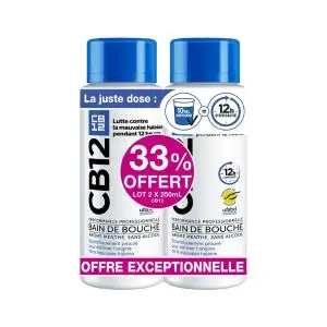 Cb12 Bain De Bouche Sans Alcool Arôme Menthe 2x250ml