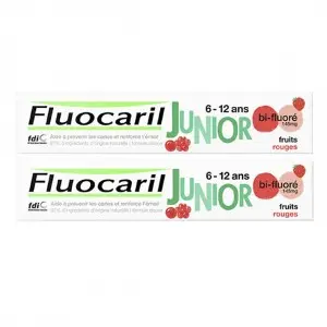 Fluocaril Junior Dentifrice 6-12 Ans Lot de 2 x 75 ml - Arôme Fruits Rouges