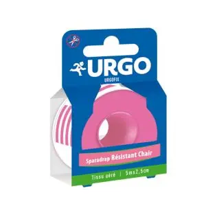 Urgo Sparadrap Adhésif Tissu Résistant Chair 5mX2.5cm Urgofix 1 Rouleau - Pharmacie Agnès Praden à Alès