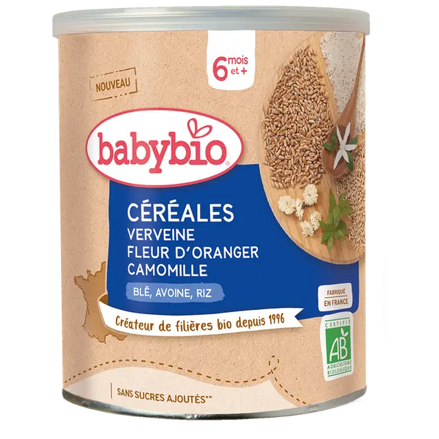 BabyBio Céréales Verveine Fleur Oranger Camomille 220g