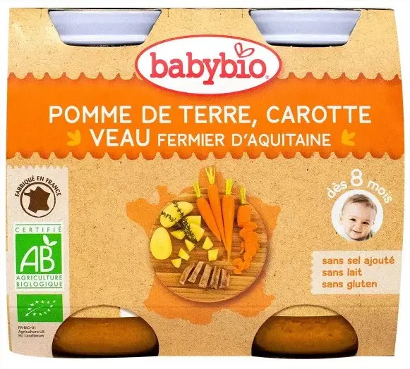 Babybio Pomme de terre carotte & veau 2x200g