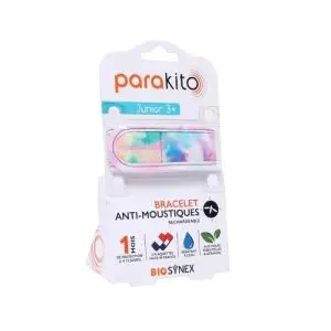 Parakito Junior Bracelet Tie And Die - Bracelet Anti Moustiques Rechargeable - Enfant + 3 Ans 