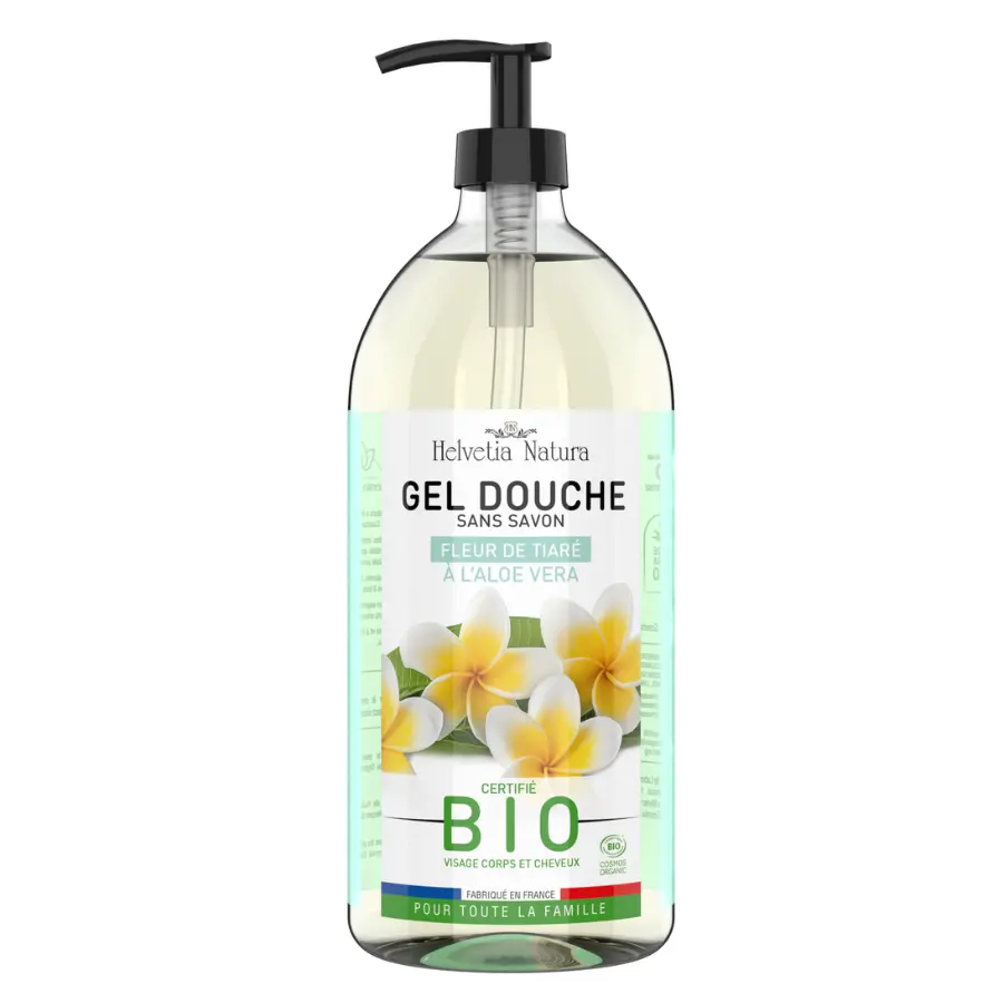 Helvetia Natura Gel Douche Tiaré à l'Aloe Vera - 1L - Pharmacie Agnès Praden à Alès