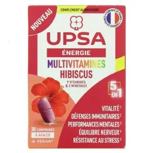 Upsa Energie Multivitamines Hibiscus 5 en 1 30 Comprimés