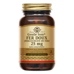 Solgar Fer Doux 25 mg 90 gélules - Pharmacie Agnès Praden à Alès