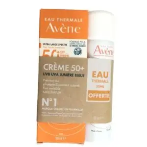 Avène Solaires Crème Solaire Visage Spf 50+ Sans Parfum 50 ml + Eau Thermale Offerte 50 ml - Pharmacie Agnès Praden à Alès