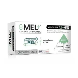 8:MEL+ Mélatonine 1,9mg 60 comprimés Bi-couches