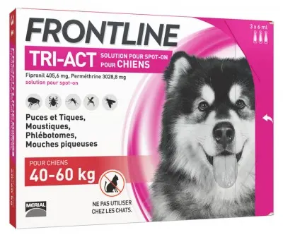 Frontline Tri-Act Très Grand Chiens 40-60 Kg  3 Pipettes de 6ml